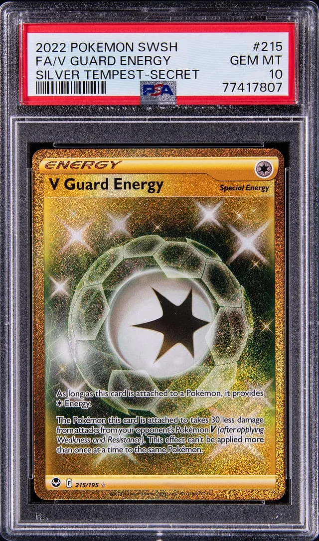 2022 Pokemon Sword and Shield Silver Tempest Secret Full Art V Guard Energy #215 card image