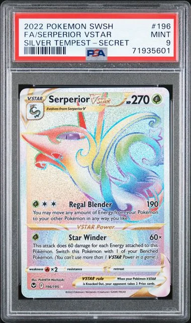 2022 Pokemon Sword and Shield Silver Tempest Secret Rare Full Art Serperior VSTAR #196 card image