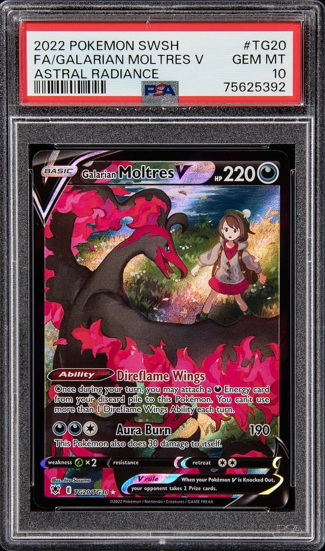 2022 Pokemon Sword & Shield Astral Radiance Full Art Galarian Moltres V #TG20 card image
