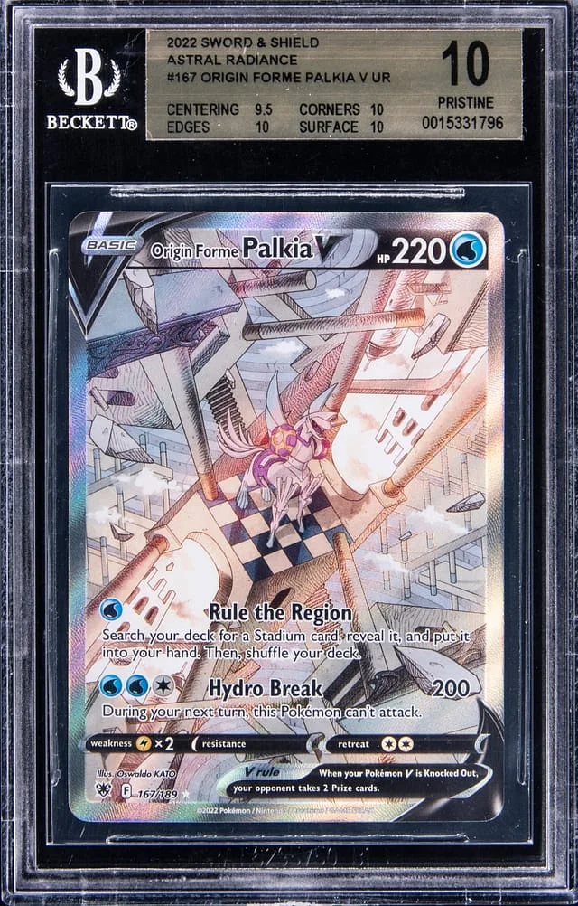 2022 Pokemon Sword & Shield Astral Radiance Full Art Rare Holofoil Origin Forme Palkia V #167 card image