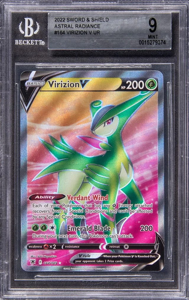 2022 Pokemon Sword & Shield Astral Radiance Full Art Ultra Rare Holofoil Virizon V #164 card image