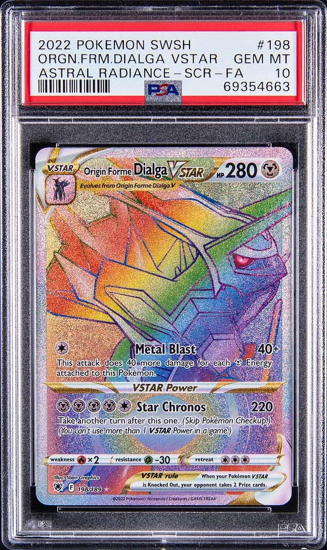 2022 Pokemon Sword & Shield Astral Radiance Secret Full Art Origin Forme Dialga VSTAR #198 card image