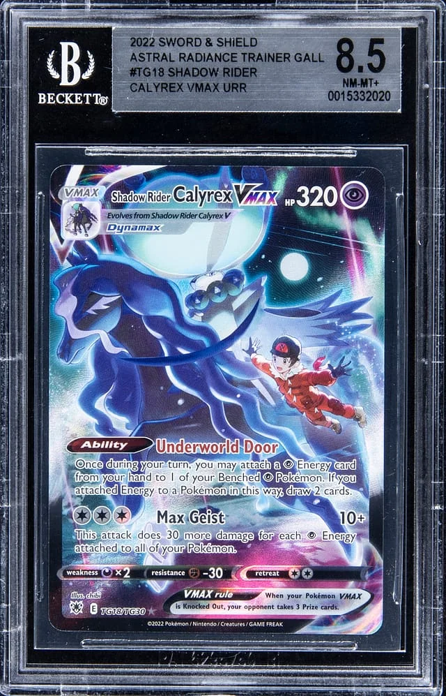 2022 Pokemon Sword & Shield Astral Radiance Trainer Gallery Full Art Rare Holofoil Shadow Rider Calyrex VMAX #TG18 card image