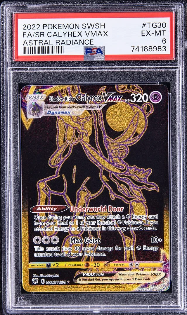 2022 Pokemon Sword & Shield Astrial Radiance Full Art SR Calyrex VMAX #TG30 card image
