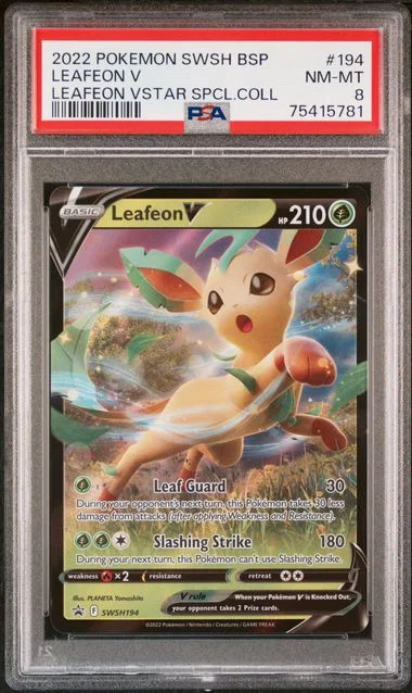 2022 Pokemon Sword & Shield Black Star Promo Leafeon VSTAR Special Collection Leafeon V #194 card image