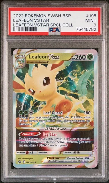 2022 Pokemon Sword & Shield Black Star Promo Leafeon VSTAR Special Collection Leafeon VSTAR #195 card image