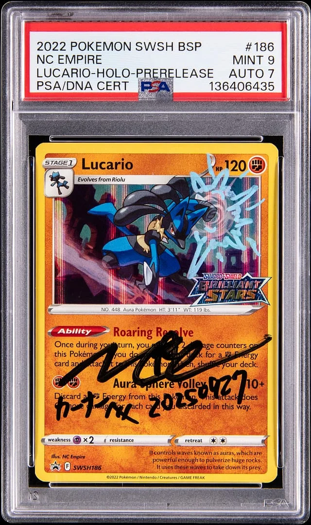 2022 Pokemon Sword & Shield Black Star Promo Lucario Prerelease Holo NC Empire #186 card image