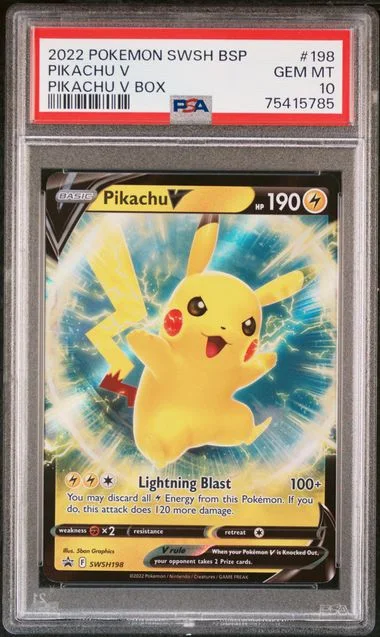 2022 Pokemon Sword & Shield Black Star Promo Pikachu V Box Pikachu V #198 card image