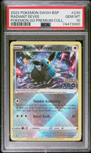 2022 Pokemon Sword & Shield Black Star Promo Pokemon Go Premium Collection Radiant Eevee #230 card image