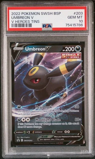 2022 Pokemon Sword & Shield Black Star Promo V Heroes Tins Umbreon V #203 card image