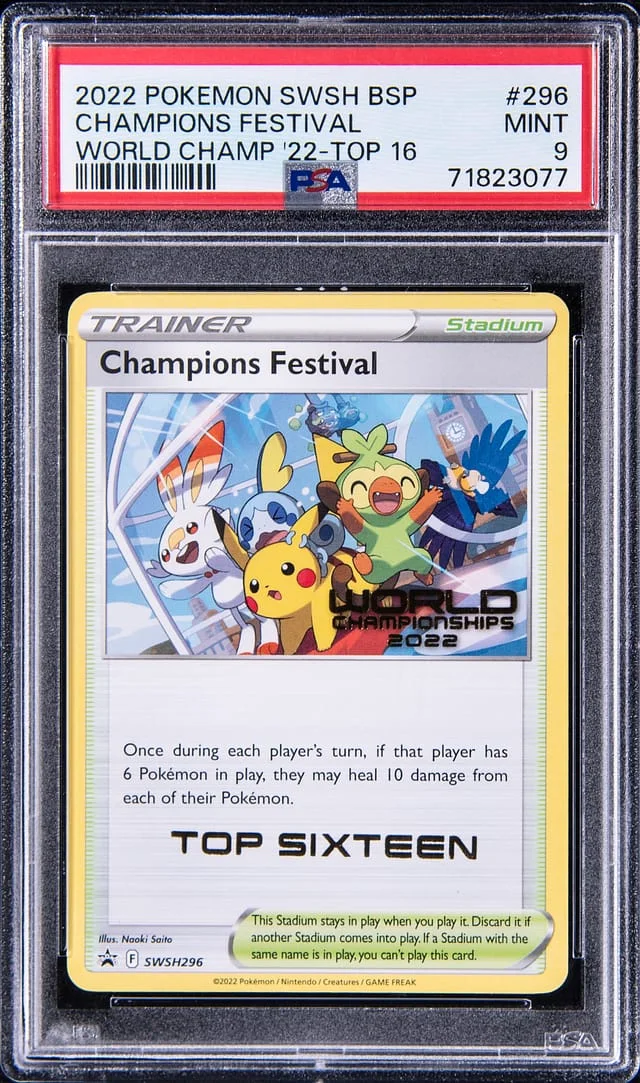 2022 Pokemon Sword & Shield Black Str Promo World Championships 2022 Top 16 Champions Festival #296 card image