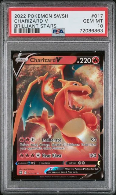2022 Pokemon Sword & Shield Brilliant Stars Charizard V #017 card image