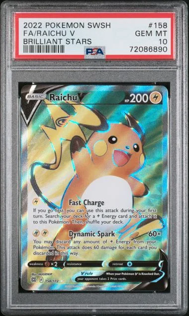 2022 Pokemon Sword & Shield Brilliant Stars Full Art Raichu V #158 card image