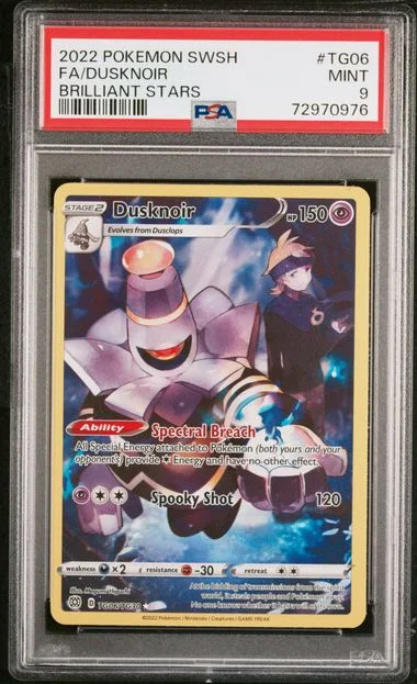 2022 Pokemon Sword & Shield Brilliant Stars Full Art Rare Holofoil Dusknoir #TG06 card image