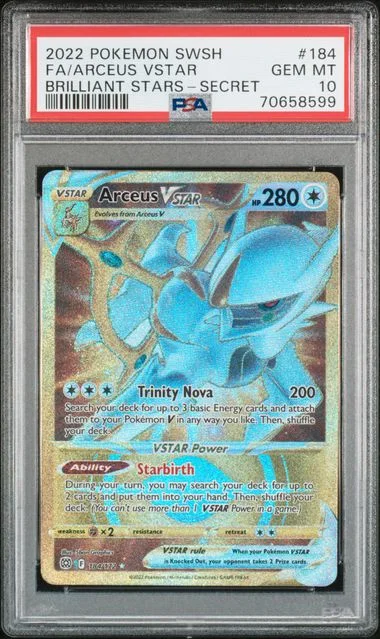 2022 Pokemon Sword & Shield Brilliant Stars Full Art Secret Rare Holofoil Arceus VSTAR #184 card image