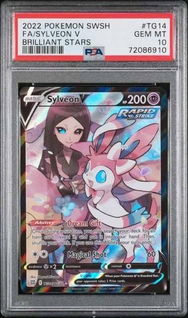 2022 Pokemon Sword & Shield Brilliant Stars Full Art Sylveon V #TG14 card image