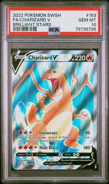 2022 Pokemon Sword & Shield Brilliant Stars Full Art/Charizard V #153 card image