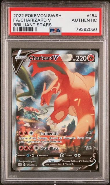 2022 Pokemon Sword & Shield Brilliant Stars Full Art/Charizard V #154 card image