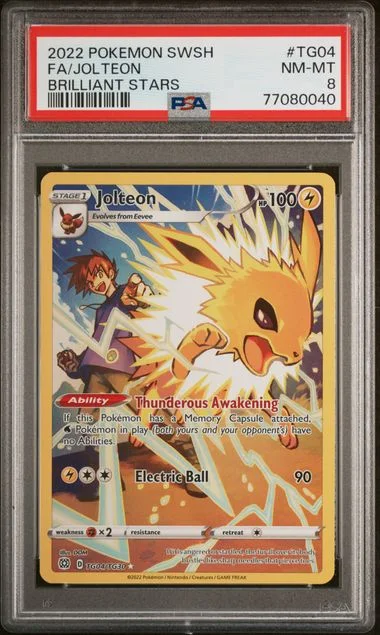 2022 Pokemon Sword & Shield Brilliant Stars Full Art/Jolteon #Tg04 card image