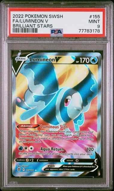 2022 Pokemon Sword & Shield Brilliant Stars Full Art/Lumineon V #155 card image