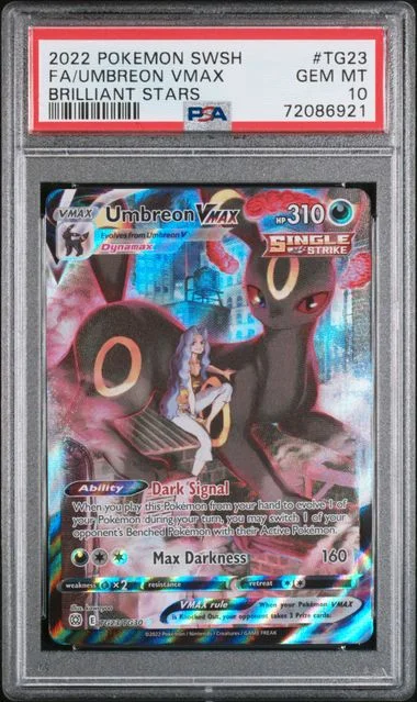 2022 Pokemon Sword & Shield Brilliant Stars Full Art/Umbreon Vmax #Tg23 card image