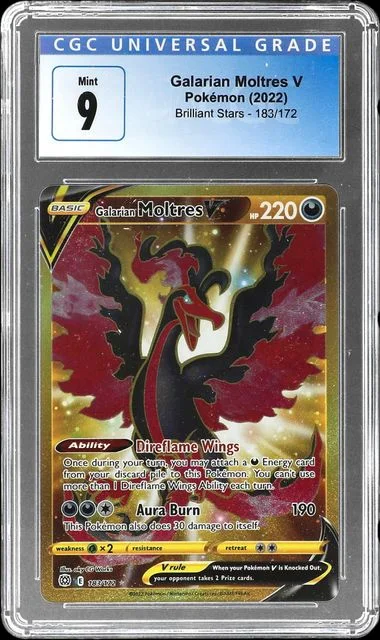 2022 Pokemon Sword & Shield Brilliant Stars Secret Full Art Rare Holofoil Galarian Moltres V #183 card image