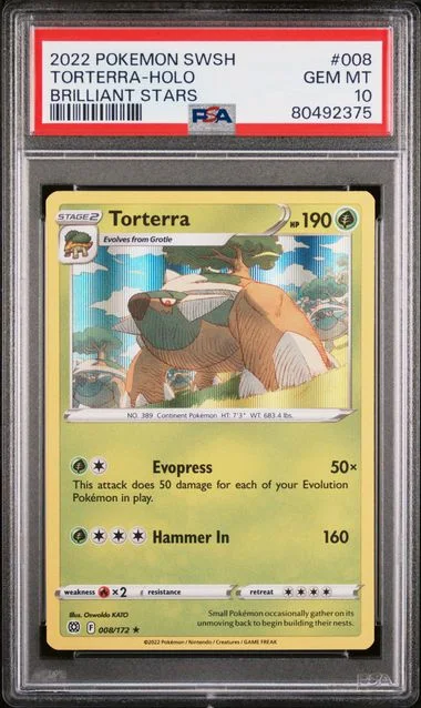 2022 Pokemon Sword & Shield Brilliant Stars Torterra-Holo #008 card image