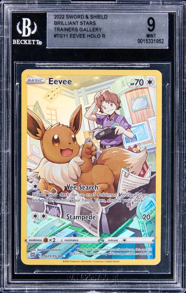 2022 Pokemon Sword & Shield Brilliant Stars Trainers Gallery Full Art Rare Holofoil Eevee #TG11 card image