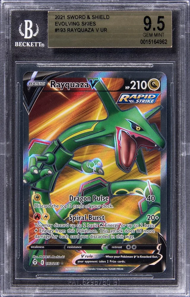 2022 Pokemon Sword & Shield Evolving Skies Full Art Ultra Rare Holofoil Rayquaza V #193 card image