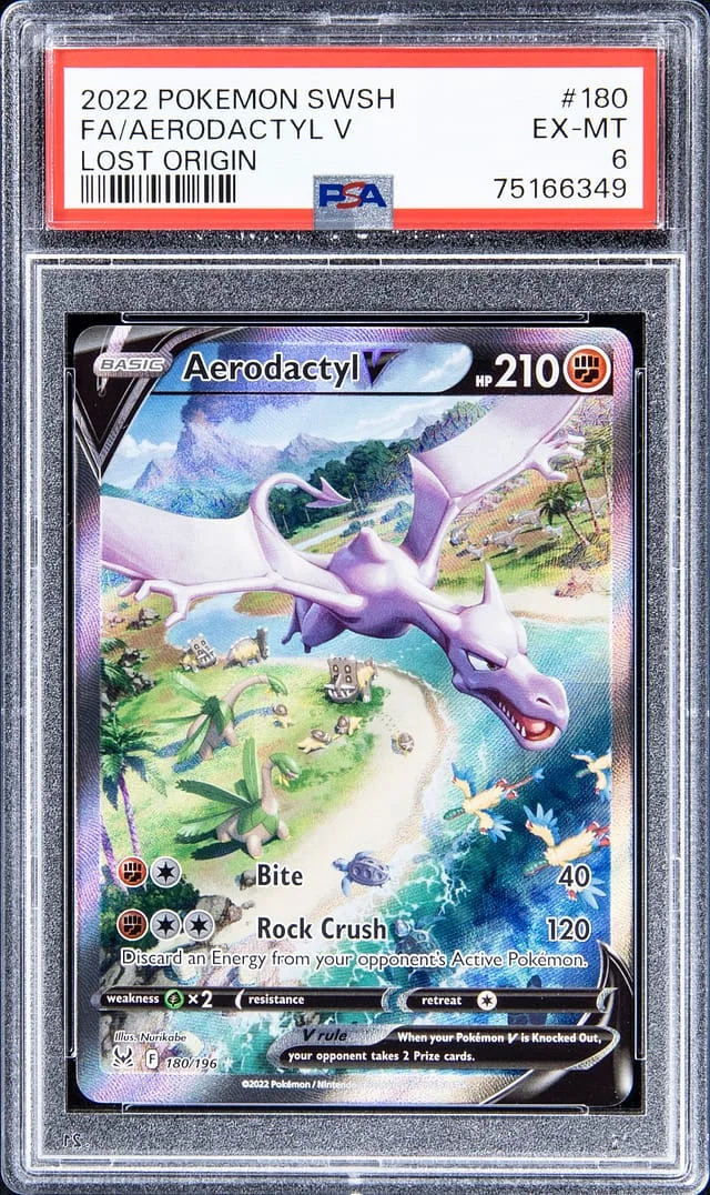 2022 Pokemon Sword & Shield Lost Origin Full Art Aerodactyl V #180 card image