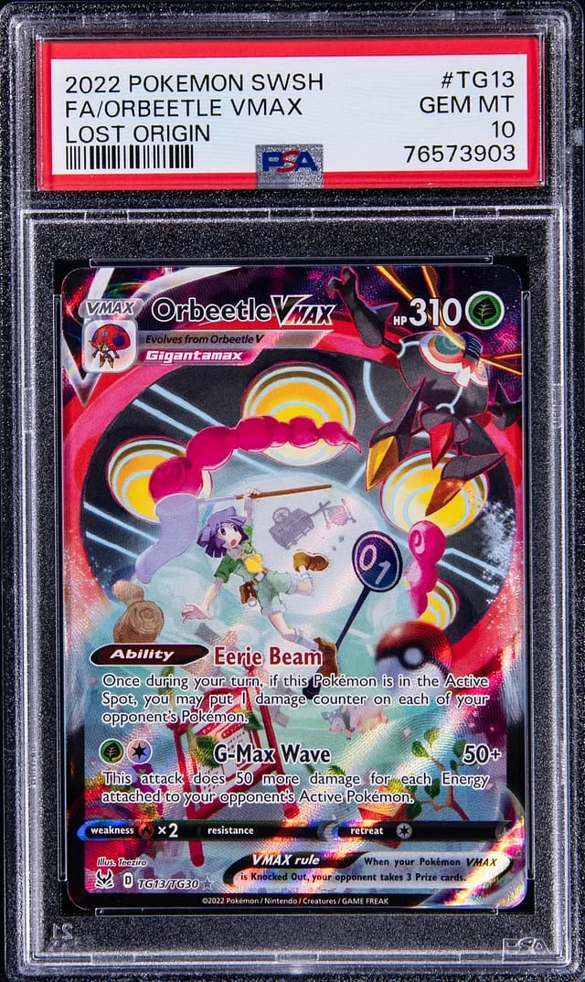 2022 Pokemon Sword & Shield Lost Origin Full Art Orbeetle VMAX #TG13 card image