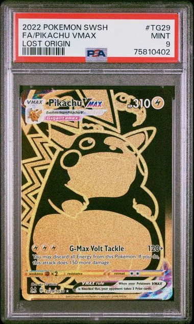 2022 Pokemon Sword & Shield Lost Origin Full Art Pikachu VMAX #TG29 card image