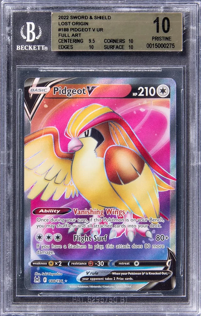 2022 Pokemon Sword & Shield Lost Origin Full Art Ultra Rare Holofoil Pidgeot V #189 card image