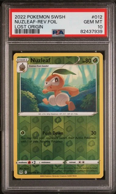 2022 Pokemon Sword & Shield Lost Origin Nuzleaf-Reverse #012 card image