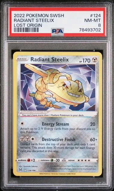 2022 Pokemon Sword & Shield Lost Origin Radiant Steelix #124 card image
