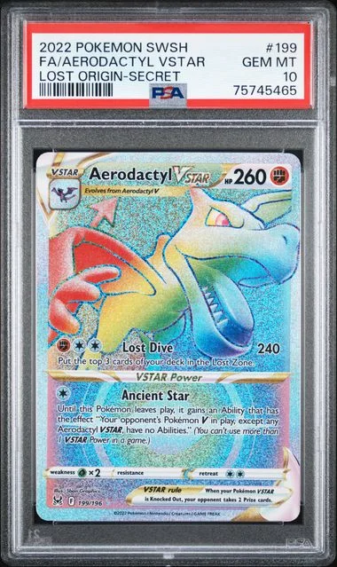 2022 Pokemon Sword & Shield Lost Origin Secret Full Art Aerodactyl VSTAR #199 card image