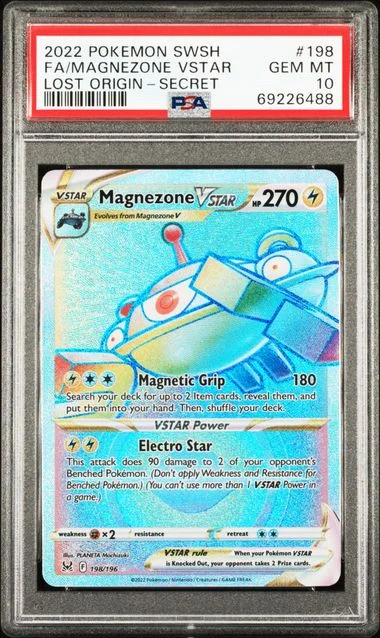 2022 Pokemon Sword & Shield Lost Origin Secret Full Art Magnezone VSTAR #198 card image