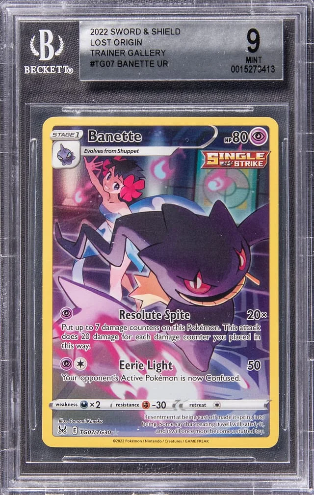 2022 Pokemon Sword & Shield Lost Origin Trainer Gallery Full Art Ultra Rare Banette #TG07 card image