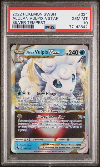 2022 Pokemon Sword & Shield Silver Tempest Alolan Vulpix Vstar #034 card image