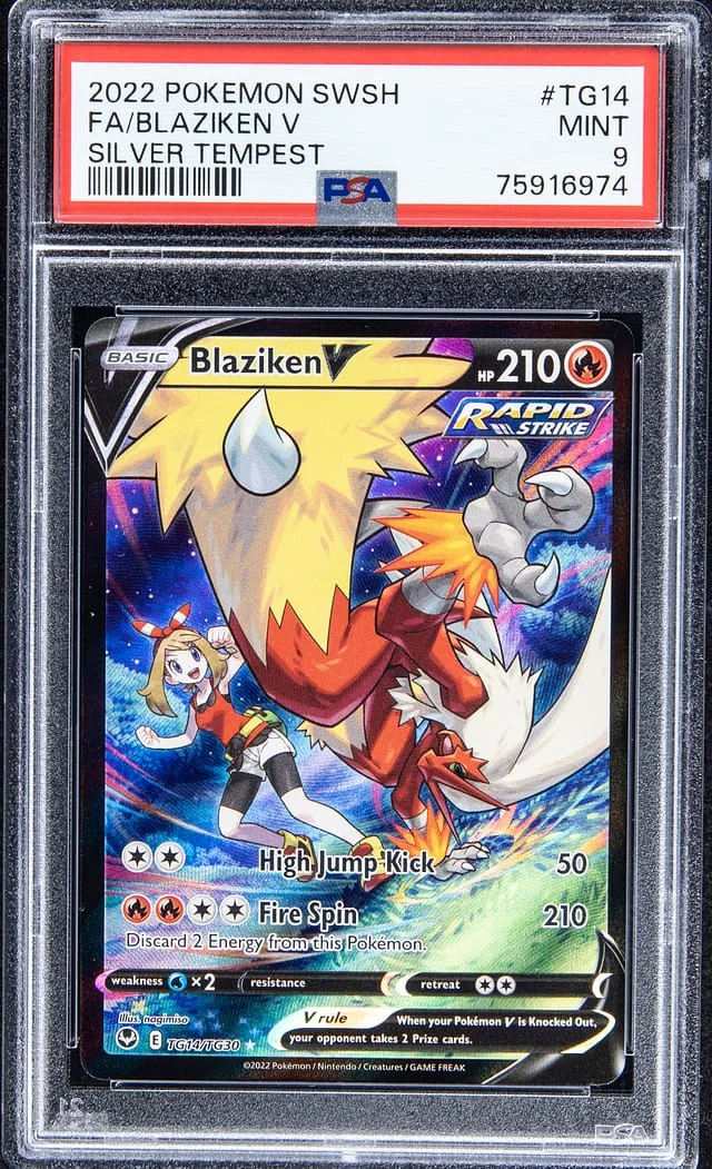 2022 Pokemon Sword & Shield Silver Tempest Full Art Blaziken V #TG14 card image