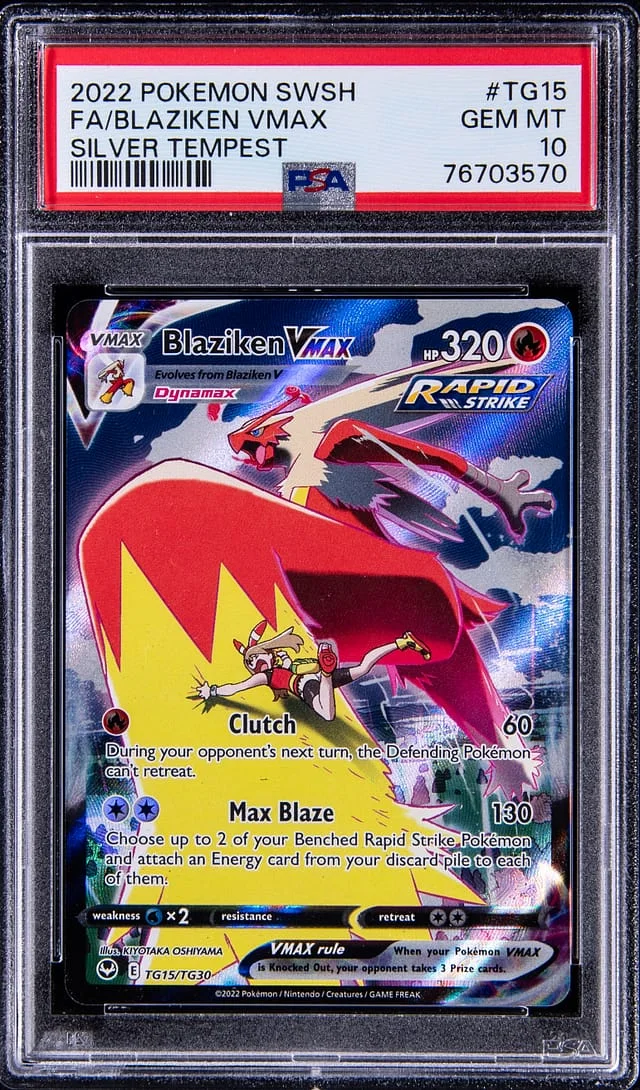 2022 Pokemon Sword & Shield Silver Tempest Full Art Blaziken VMAX #TG15 card image