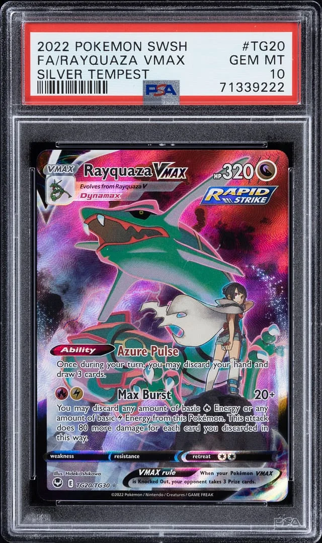 2022 Pokemon Sword & Shield Silver Tempest Full Art Rayquaza VMAX #TG20 card image