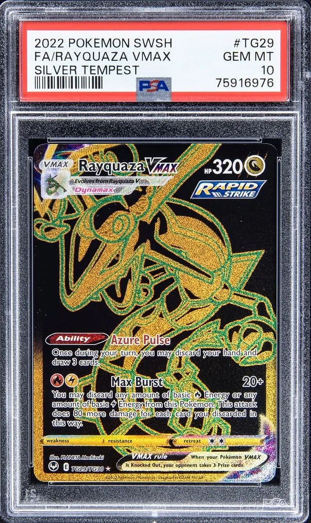 2022 Pokemon Sword & Shield Silver Tempest Full Art Rayquaza VMAX #TG29 card image