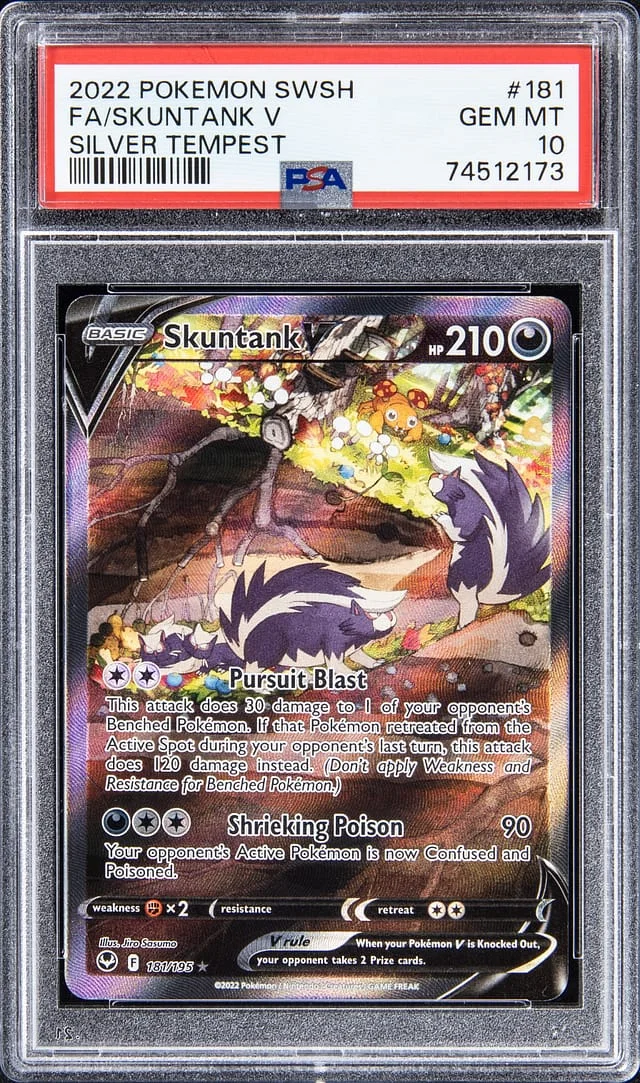 2022 Pokemon Sword & Shield Silver Tempest Full Art Skuntank V #181 card image