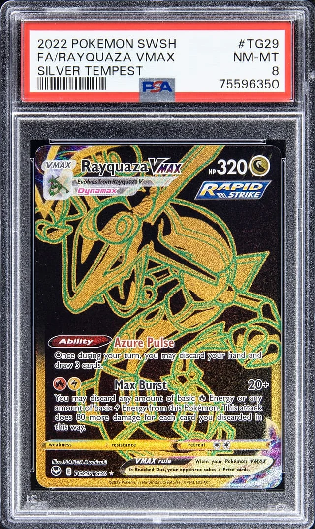 2022 Pokemon Sword & Shield Silver Tempest Full Art Trainer's Gallery Rare Holofoil Raquaza VMAX #TG29 card image