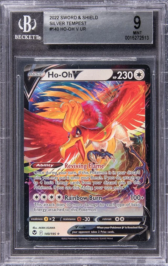 2022 Pokemon Sword & Shield Silver Tempest Full Art Ultra Rare Holofoil Ho-Oh V #140 card image