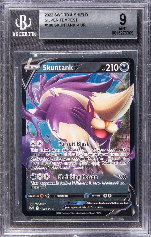 2022 Pokemon Sword & Shield Silver Tempest Full Art Ultra Rare Holofoil Skuntank V #108 card image