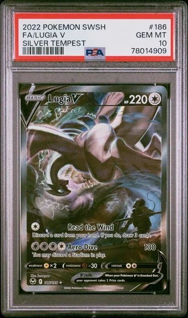 2022 Pokemon Sword & Shield Silver Tempest Full Art/Lugia V #186 card image