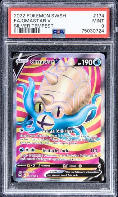 2022 Pokemon Sword & Shield Silver Tempest Full Art/Omastar V #174 card image
