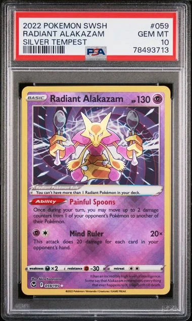 2022 Pokemon Sword & Shield Silver Tempest Radiant Alakazam #059 card image